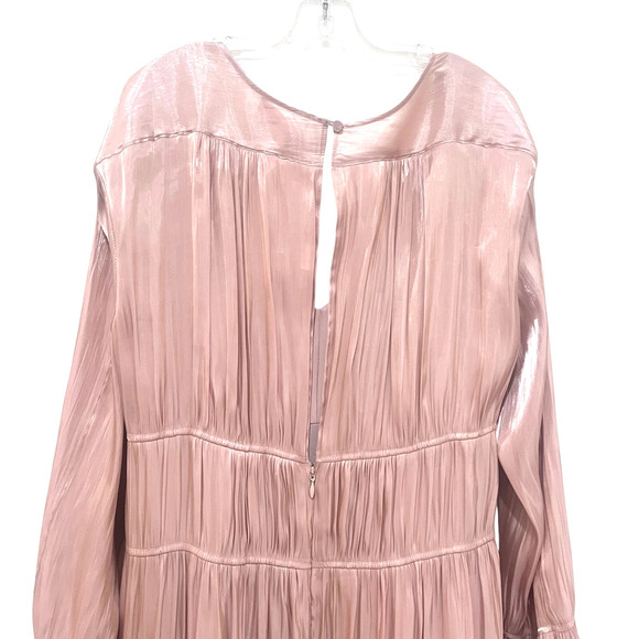 Cinq a Sept Nina Satin Tiered V-Neck Long Sleeve Maxi Dress Size 6 Travertine - Picture 7 of 13